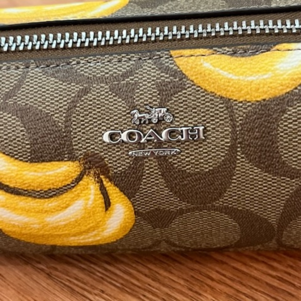 Coach Nolita Barrel Bag In Signature Canvas With Banana Print - Picture 3 of 14